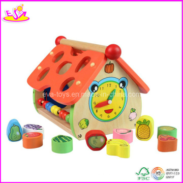 Brinquedo educativo bebê de madeira, com forma de casa (w12d005)